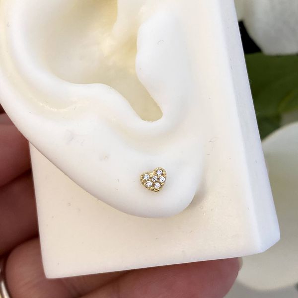 Brinco de Coração em Ouro 18K com Zircônias Mini - MI26028 - MICHELETTI JOIAS