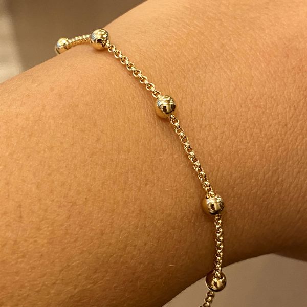 Pulseira Infantil de Bolinhas Ouro 18K 