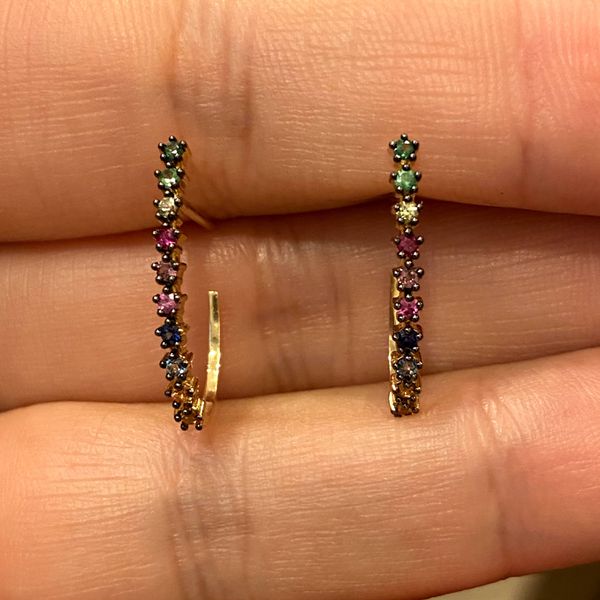 Brinco com Pedras Naturais Coloridas em Ouro 18K - MI25715 - MICHELETTI JOIAS