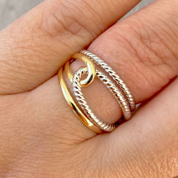 Anel de Ouro Amarelo e Branco 18K 