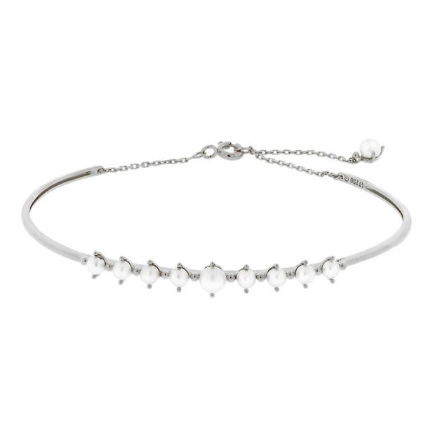 Bracelete de Ouro Branco 18K com Pérolas