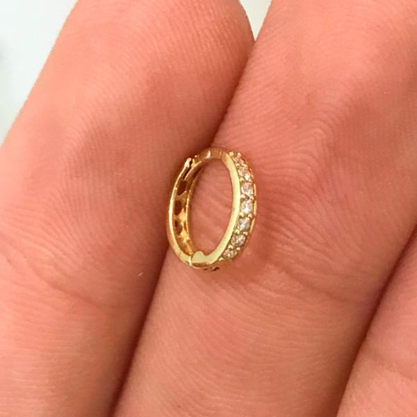 Piercing de Orelha Ouro 18K Argola com Zircônias