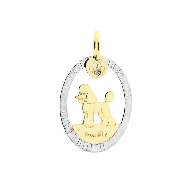 Pingente Cachorro Poodle Bicolor em Ouro 18K