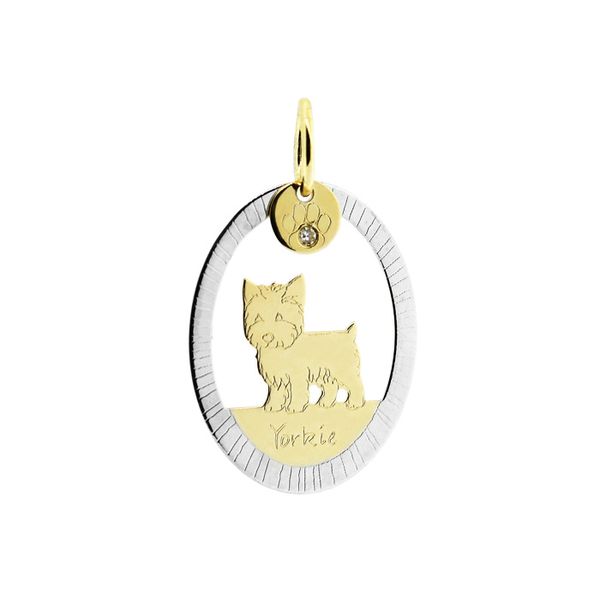 Pingente Cachorro Yorkshire Bicolor em Ouro 18K