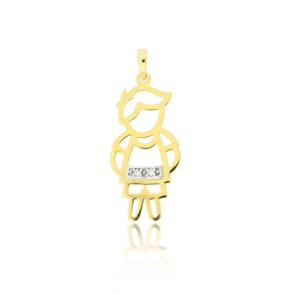 Pingente Filho Menino com Brilhantes em Ouro 18K - MI16753 - MICHELETTI JOIAS