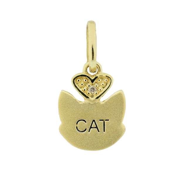 Pingente de Gato "CAT" em Ouro 18K