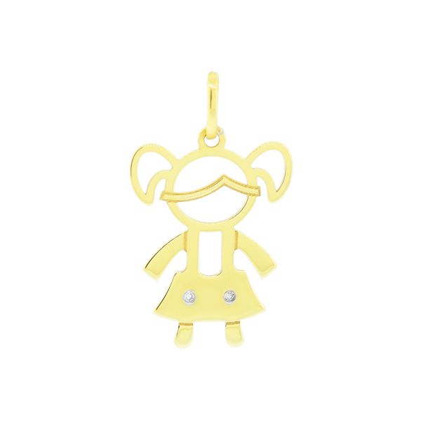 Pingente Filha Menina com Diamantes Ouro 18K