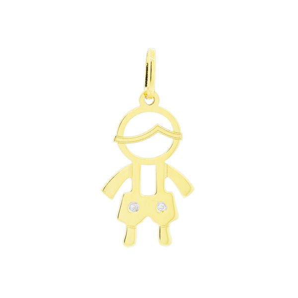 Pingente Filho Menino com Diamantes Ouro 18K - MI18008 - MICHELETTI JOIAS