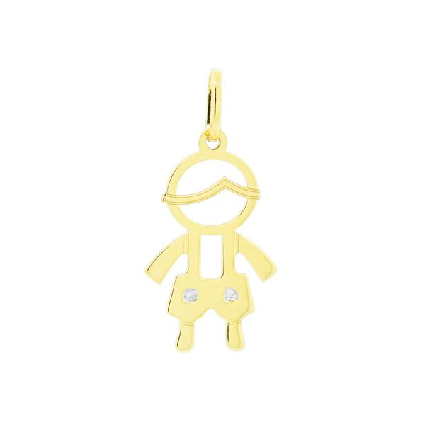 Pingente Filho Menino com Diamantes Ouro 18K