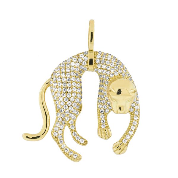 Pingente Pantera com Zircônias em Ouro 18K