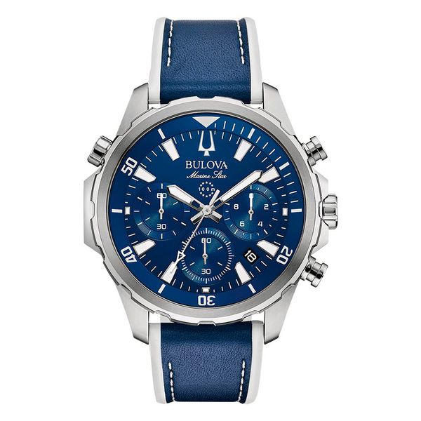 Relógio Bulova Marine Star Cronógrafo Mostrador Azul 96B287N