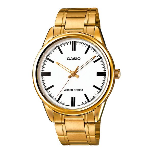 Relógio Casio Analógico Dourado Mostrador Branco MTP-V005G