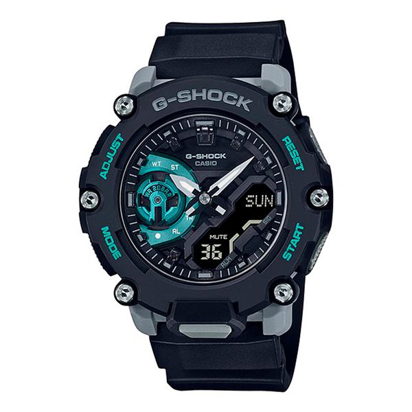 Relógio G-Shock AnaDigi Série GA-2200 Preto com Turquesa