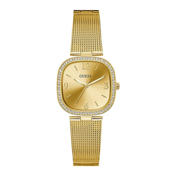 Relógio Guess Aço Dourado Quadrado Com Pedras GW0354L2