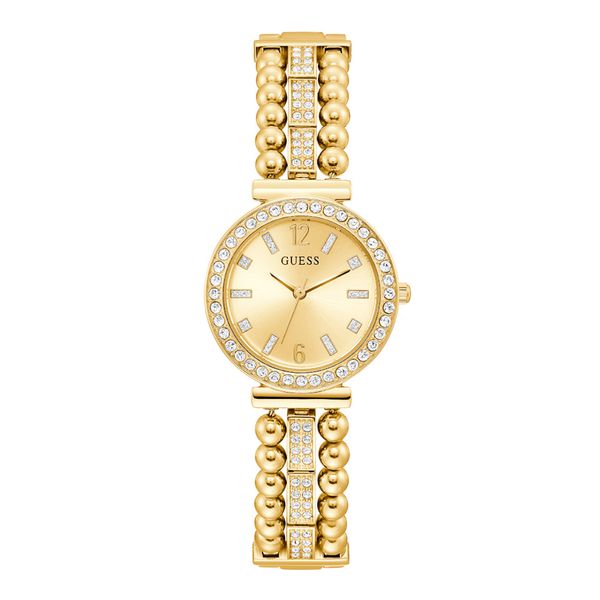 Relógio Guess Dourado Analógico Pulseira Bolinhas GW0401L2