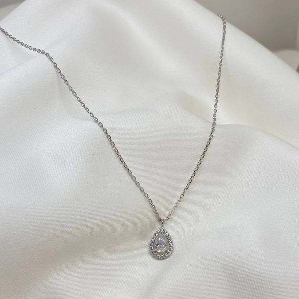 Gargantilha de Prata 925 Pingente Gota Moissanites - MI3100 - MICHELETTI JOIAS