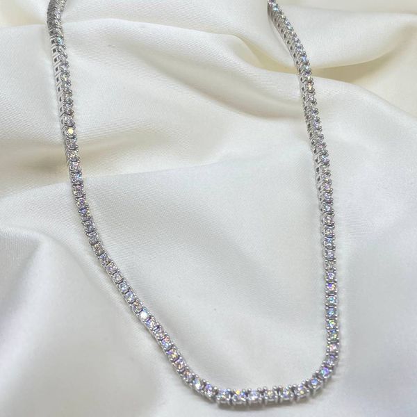 Gargantilha de Prata 925 Riviera com pedras Moissanite 4,92c... - MICHELETTI JOIAS