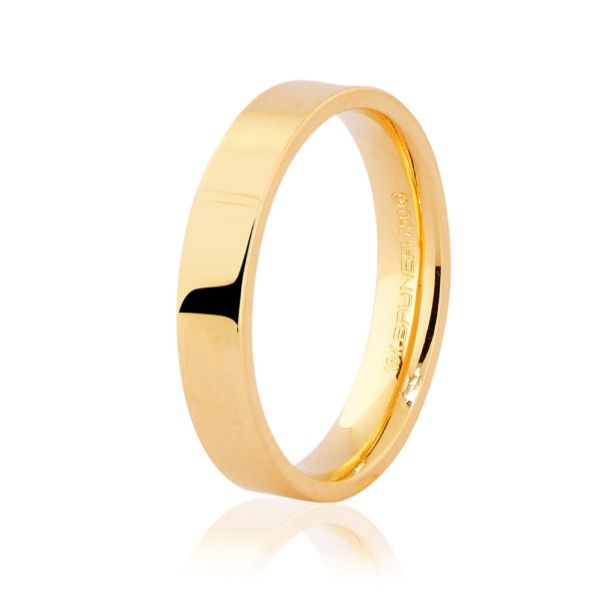 Aliança De Ouro 18k 4,00mm Anatômica Quadrada - 75.0055.02.0... - MICHELETTI JOIAS