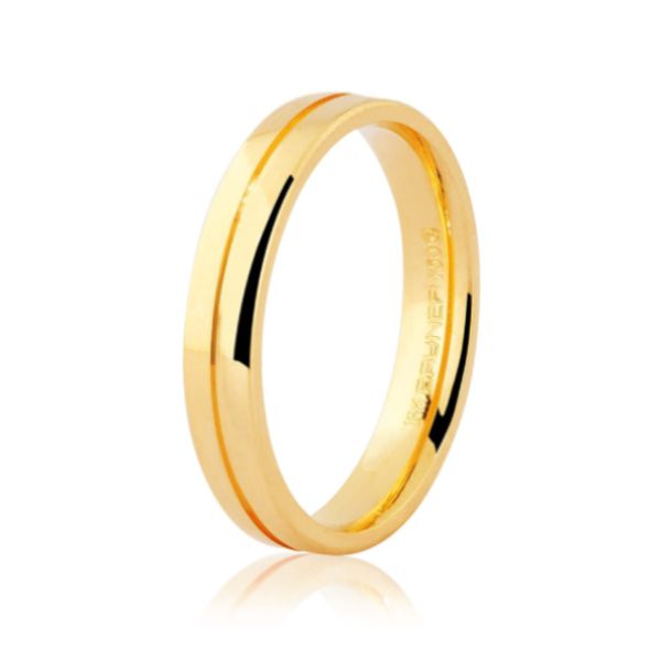 Aliança De Ouro 18k 3,90mm Anatômica Quadrado Com Friso - 75... - MICHELETTI JOIAS