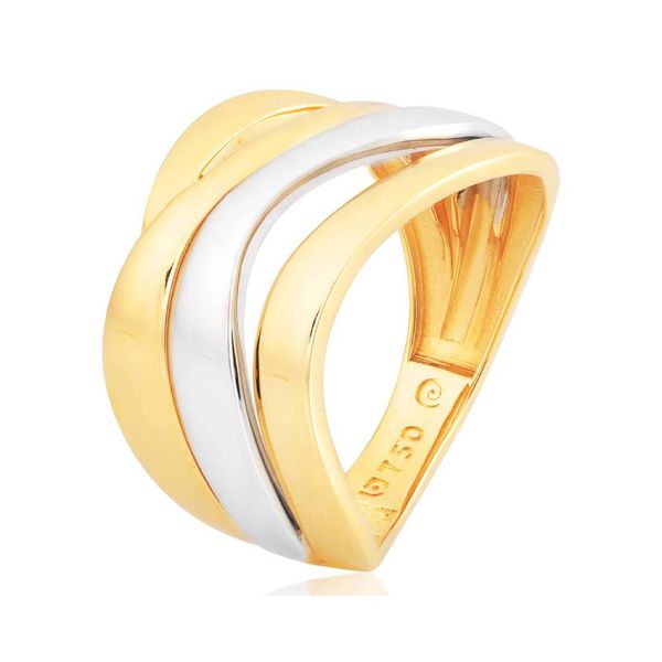 Anel de Ouro Amarelo e Branco 18K Largo - MI30320 - MICHELETTI JOIAS