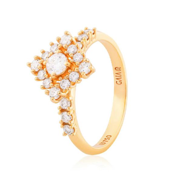 Anel de Ouro 18K Quadrado com Diamantes de Laboratório - MI3... - MICHELETTI JOIAS