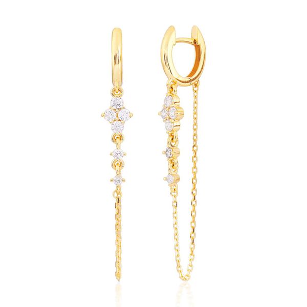 Brinco de Ouro 18K Argola com Pendentes e Diamantes de Labor... - MICHELETTI JOIAS