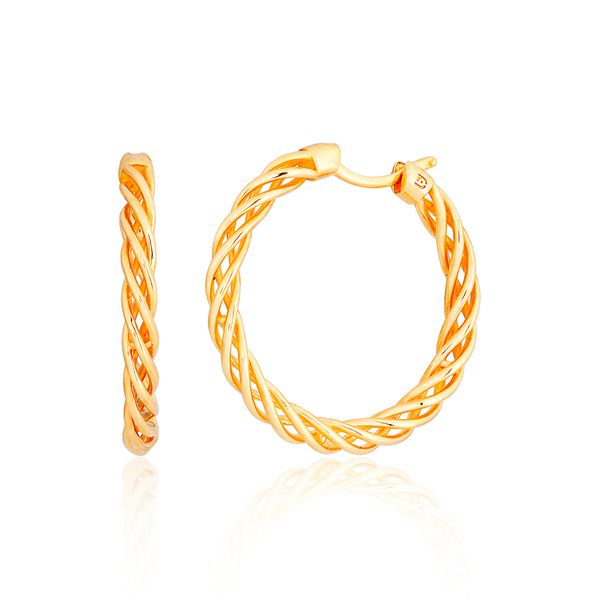 Brinco Argola de Ouro 18K Fios Entrelaçados Maior - 02.5310.... - MICHELETTI JOIAS