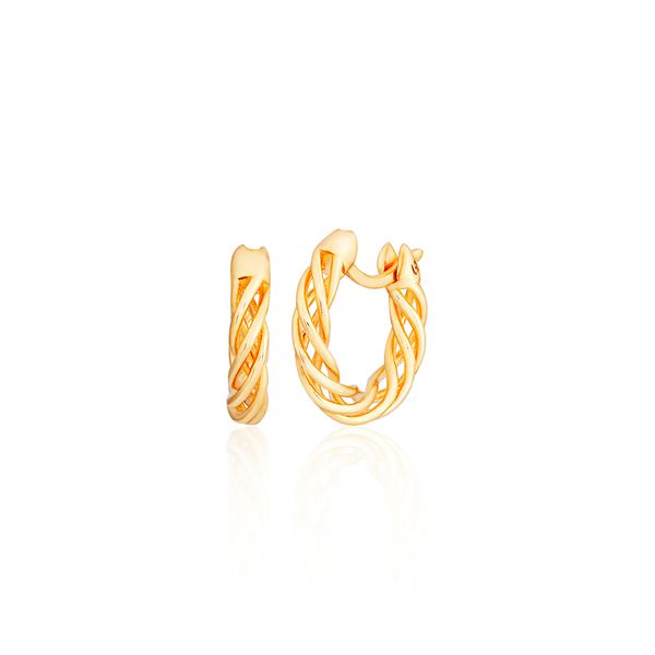 Brinco Argola de Ouro 18K Fios Entrelaçados Pequena - 29976 - MICHELETTI JOIAS