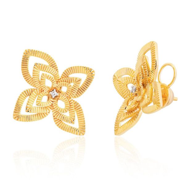 Brinco de Flor Ouro 18K com Brilhante - MI29823 - MICHELETTI JOIAS