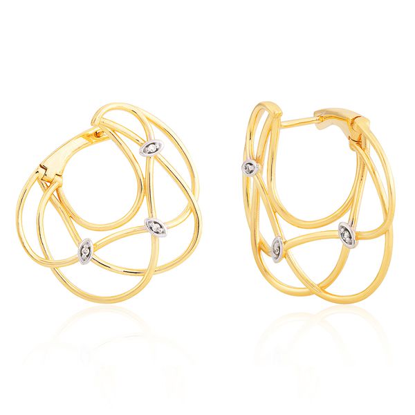 Brinco em Ouro 18K Filetes com Brilhante - 02.5308.02.0004 - MICHELETTI JOIAS