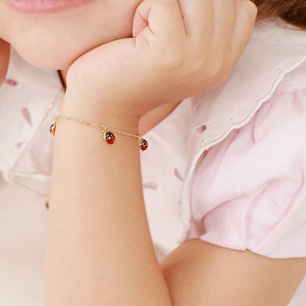 Pulseira Infantil de Joaninhas em Ouro 18K - MI3927 - MICHELETTI JOIAS