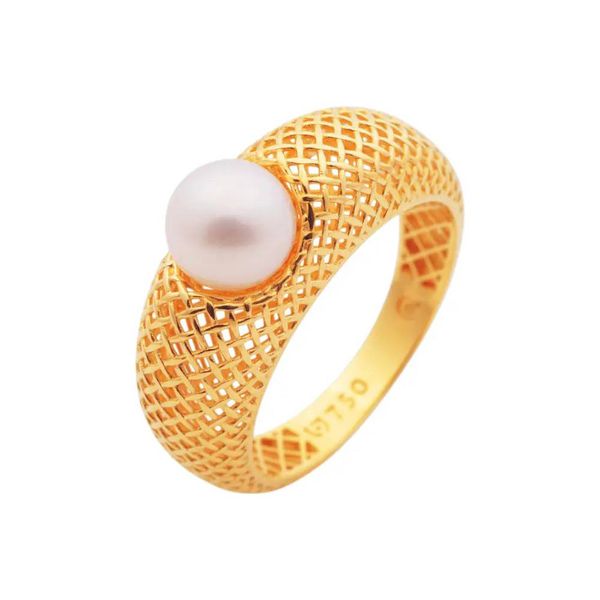 Anel de Ouro 18K com Pérola Aro Largo Filigrana - MI30836 - MICHELETTI JOIAS