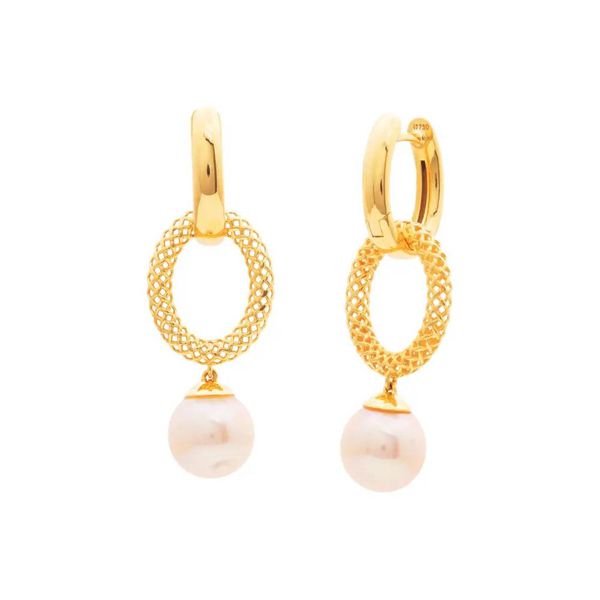 Brinco de Ouro 18K Pendente Filigrana com Pérola - MI30824 - MICHELETTI JOIAS