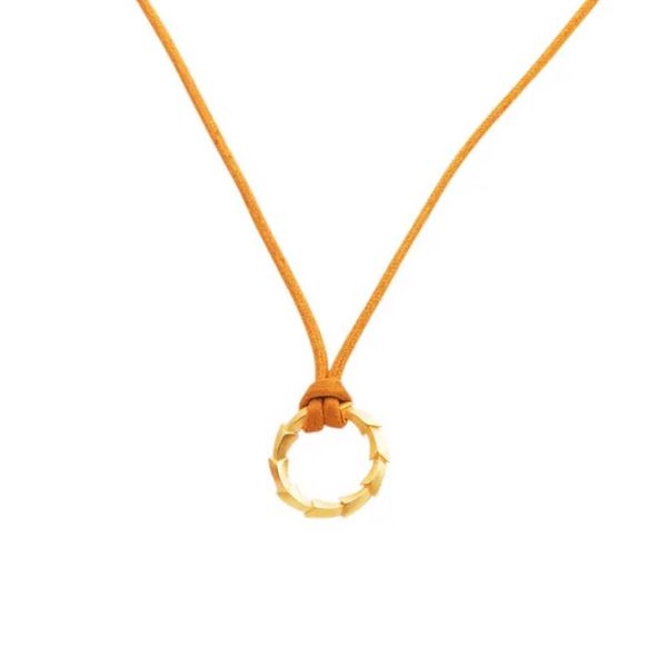 Gargantilha de Couro com Pingente de Ouro 18K - MI30833 - MICHELETTI JOIAS
