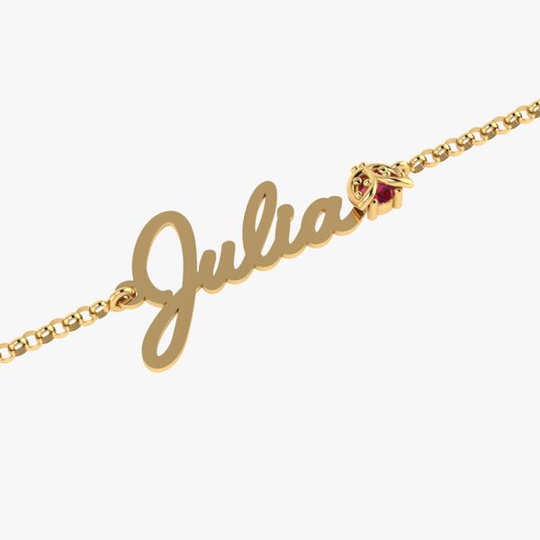 Pulseira Personalizada de Nome Julia com Joaninha Ouro 18K -... - MICHELETTI JOIAS