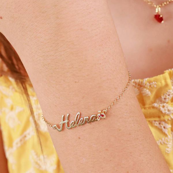 Pulseira Infantil Nome Personalizado com Joaninha Ouro 18K ... - MICHELETTI JOIAS