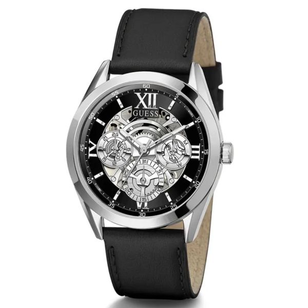 Relógio Guess Masculino Multifunção com Couro Preto