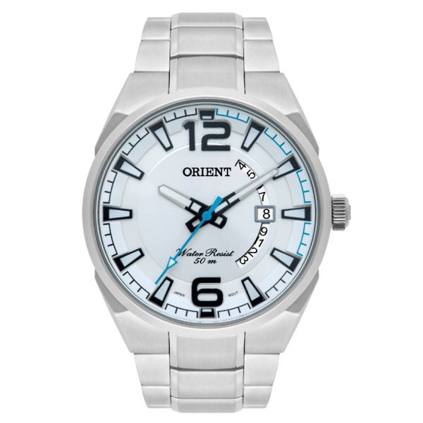 Relógio Orient Masculino Aço Mostrador Branco com Calendário... - MICHELETTI JOIAS