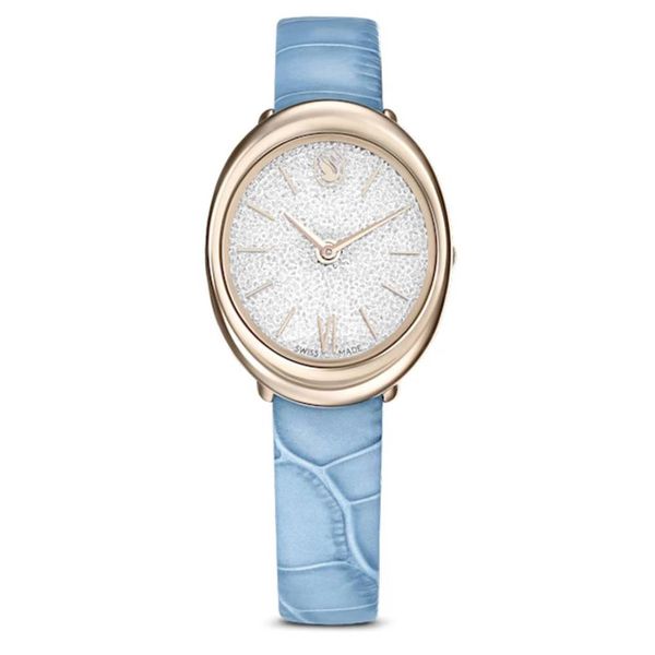 Relógio Swarovski Feminino Imbar Pulseira Couro Azul - 57175... - MICHELETTI JOIAS