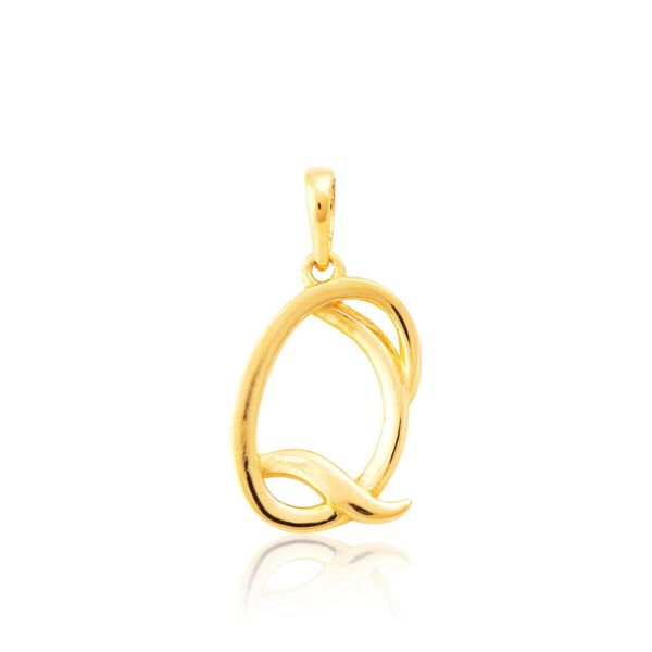 Pingente de Letra Q de Ouro 18K Feminino 