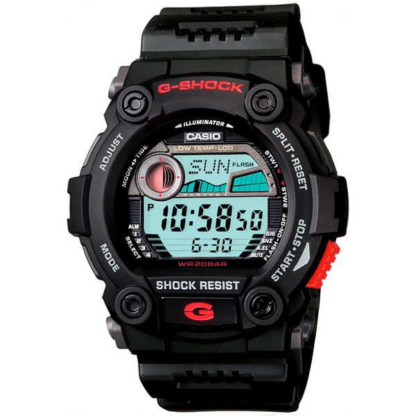 Relógio G-Shock Preto Tábua de Maré Rescue com Pulseira Borracha 