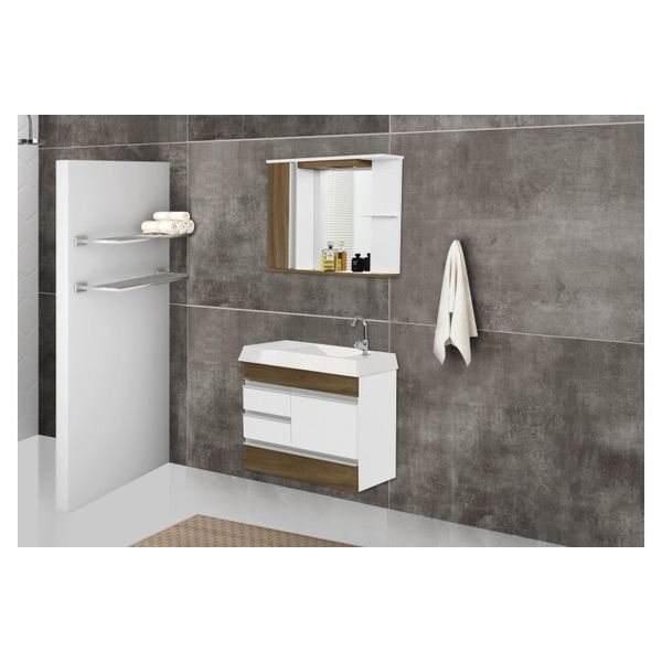 Kit Gabinete Banheiro Napole Suspenso 79,5 cm Nogal