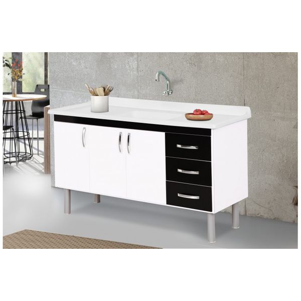 Gabinete de Cozinha Tóquio Preto 144,2 cm - A. J. RORATO