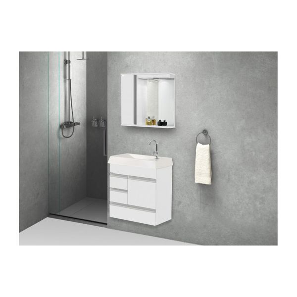 Kit Gabinete Banheiro Napole Suspenso 59,5 Text Branco