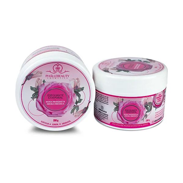 ESFOLIANTE CORPORAL ROSA MOSQUETA E ARGILA BRANCA 280g PHALLEBEAUTY