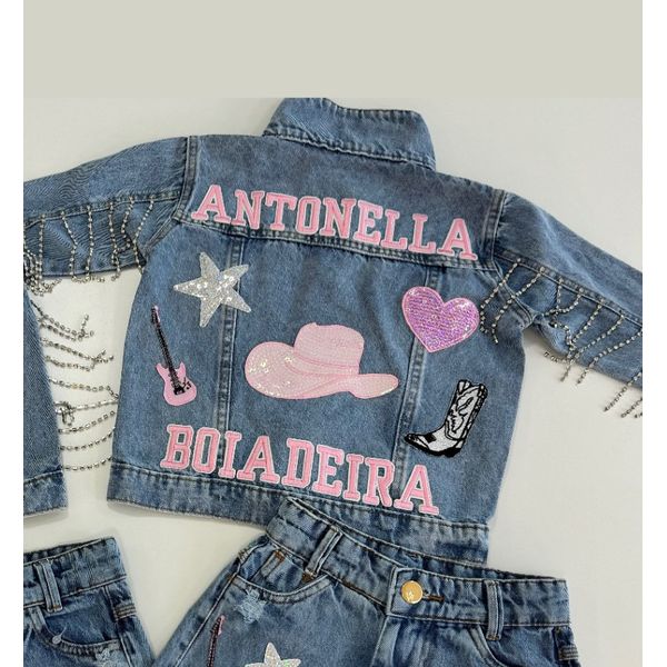 Jaqueta Boiadeira Personalizada com strass e nome 