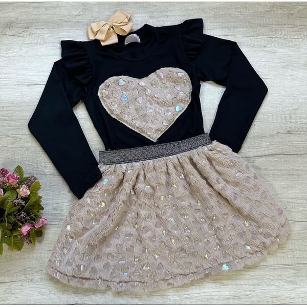 Conjunto Nude coração 