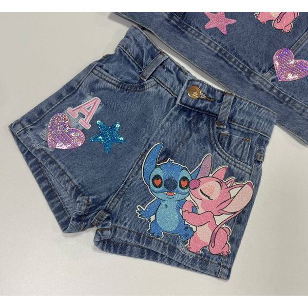 Shorts Jeans Stitch e Angel 