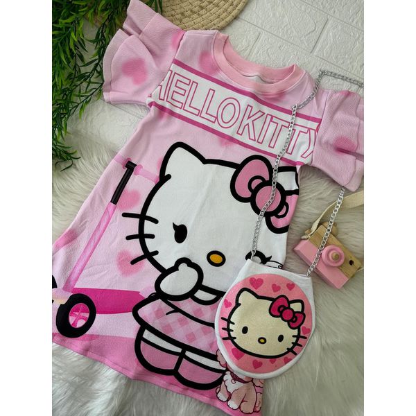 Vestido Hello Kitty com bolsinha 