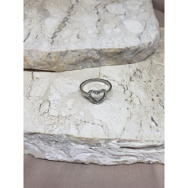 Anel Coração Brilhante Prata